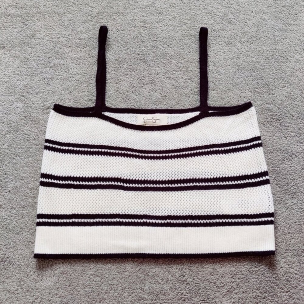 Jessica Simpson Women's Crochet Tank Top Black Ivory Size Large NEW Boho Beach